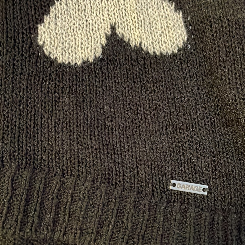Garage brand size large sweater. Black with white flowers. Lightweight. - Picture 7 of 9